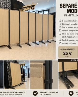 Separé modulari in metallo e tessuto lavabile