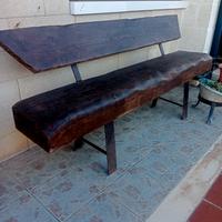 panchina artigianale in legno  lamellare e ferro
