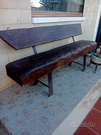 panchina artigianale in legno  lamellare e ferro