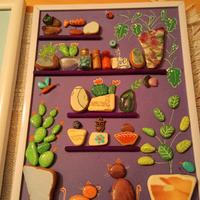 Quadretto naif, cactus e calamite