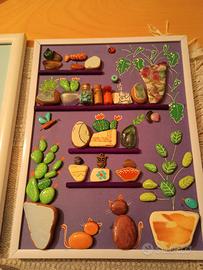 Quadretto naif, cactus e calamite