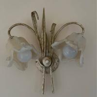 Applique da parete a 2 luci in ferro battuto e vet