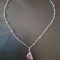 collana acciaio e ametista. ciondolo ametista