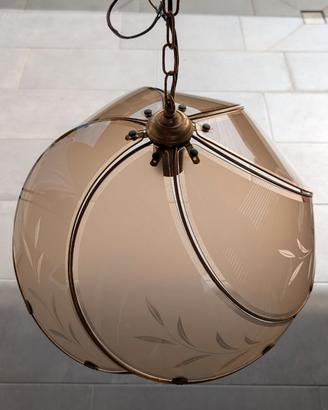 Lampadario vintage in vetro e metallo
