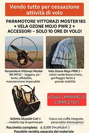 Paramotore Vittorazi Moster 185 + vela Ozone Mojo 