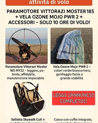 Paramotore Vittorazi Moster 185 + vela Ozone Mojo 