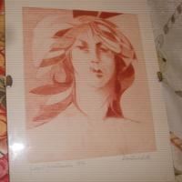 Turchetti Pietro  "Volto di donna" puntasecca.