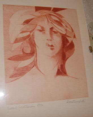 Turchetti Pietro  "Volto di donna" puntasecca.