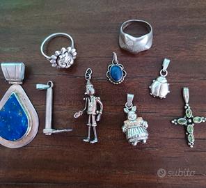 Ciondolo anello lotto argento 