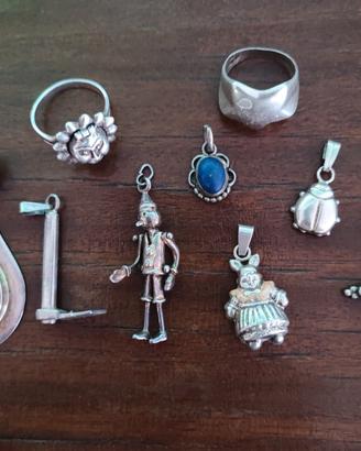 Ciondolo anello lotto argento 