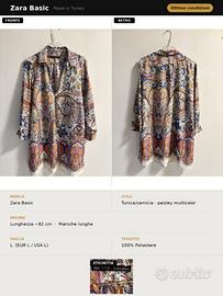 🌸 Camicia/tunica Zara Basic — stampa paisley