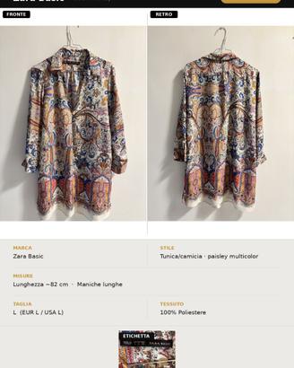 🌸 Camicia/tunica Zara Basic — stampa paisley