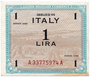 Banconota 1 Lira Allied Military Currency 1943