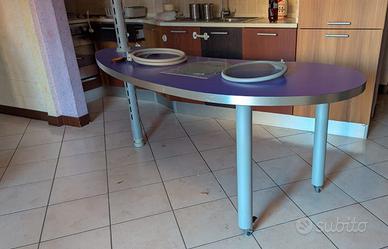 Tavolo curvo da cucina Scrivania viola con ruote