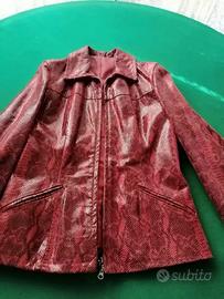 Giacca vera pelle con lavorazione effetto pitone