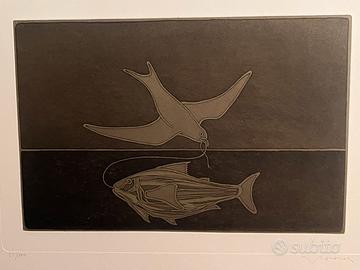 Litografia Casorati “Colomba e Pesce”