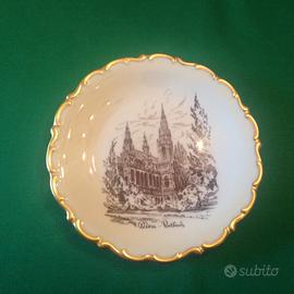 VIENNA 2 PIATTI PORCELLANA BORDO ORO ZECCHINO 