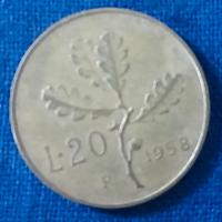 Moneta 20 lire italiane 1958