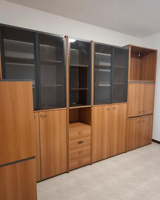 Armadio a muro  in legno e vetrine