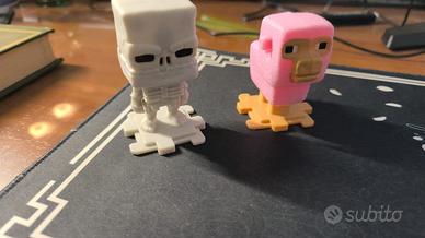 2 mini personaggi Minecraft  Scheletro e Pecora