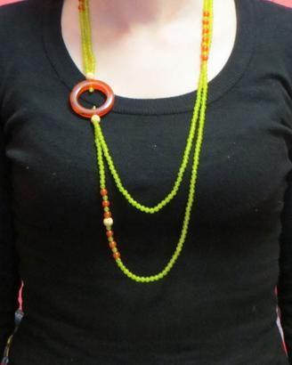 Collana donna peridoto corniola agata argento oro