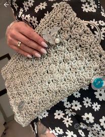 Pochette Gioiello Grigio Argento Fatta a Mano con 