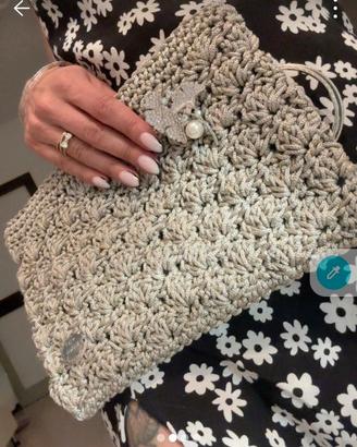 Pochette Gioiello Grigio Argento Fatta a Mano con 