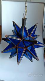 lampadario a sospensione a stelle in vetro blu 