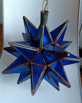 lampadario a sospensione a stelle in vetro blu 