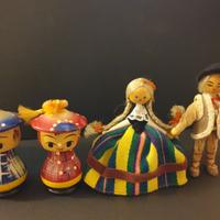 LOTTO 4 STATUINE GIOCATTOLO VINTAGE IN LEGNO 