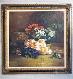 Dipinto olio su tela natura morta in cornice