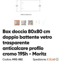 box doccia in cristallo 6mm anticalcare 80x80 