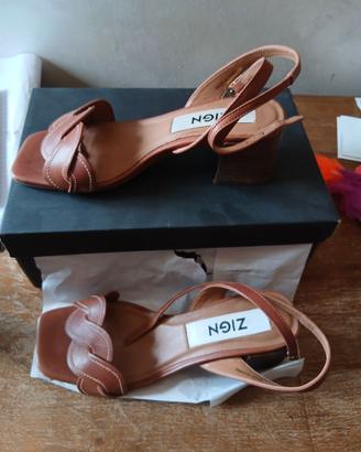 Sandali ZIGN in pelle color cuoio – Taglia 37