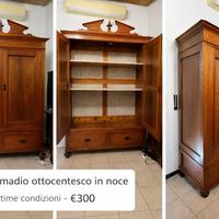 Armadio ottocentesco in noce