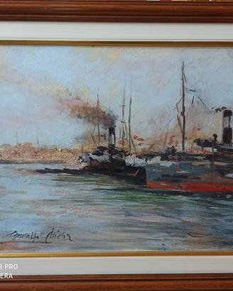 Quadro olio su tavola Giuseppe Chiesa incorniciato