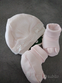Cappellino +babuccia neonato 0/3 mesi