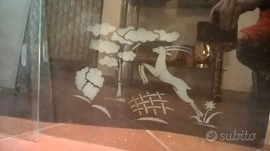 2 graziosi vetri decorati vintage (+ mensole ecc.)
