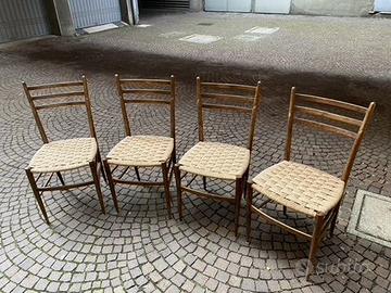 Set 4 sedie vintage in legno - seduta intrecciata