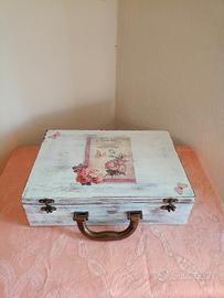 valigetta in legno doppio scompartimento shabby 