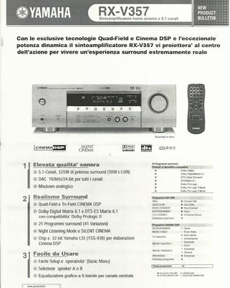 Sintoamplificatore Natural Sound YAMAHA RX-V357
