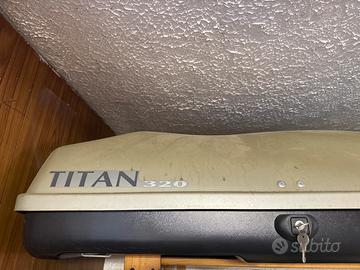Baule portatutto da tetto TITAN 320 + 2 barre