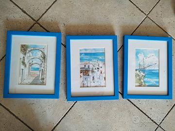 3 acquarelli che rappresenta la Puglia 