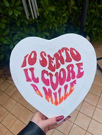 Tela cuore handmade con strass