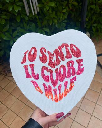 Tela cuore handmade con strass