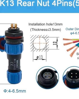 Connettori  ermetici  a 4pin  maschio+femmina 