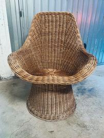 Poltrona sedia vintage in Rattan Bamboo Design