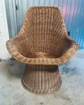 Poltrona sedia vintage in Rattan Bamboo Design