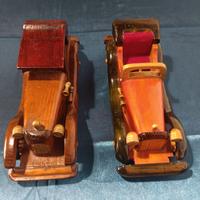 Coppia auto d’epoca decorative in legno artigianal