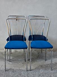 Sedie anni '70 in velluto set di 4 