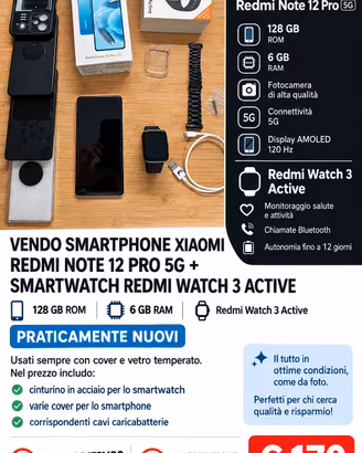 Xiaomi redmi note 12 pro + smartwatch